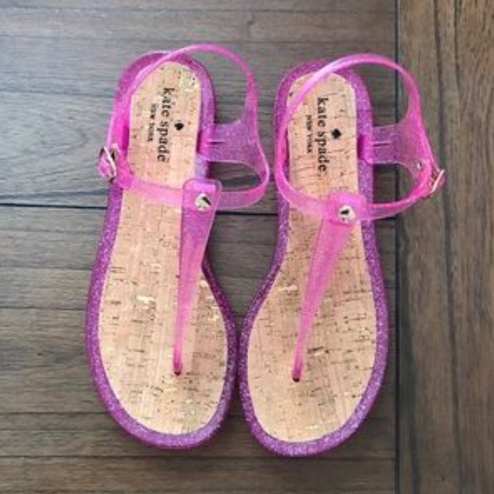Kate Spade New York Yari Jelly Flip Flop Cork Lipstick Sandals NEW